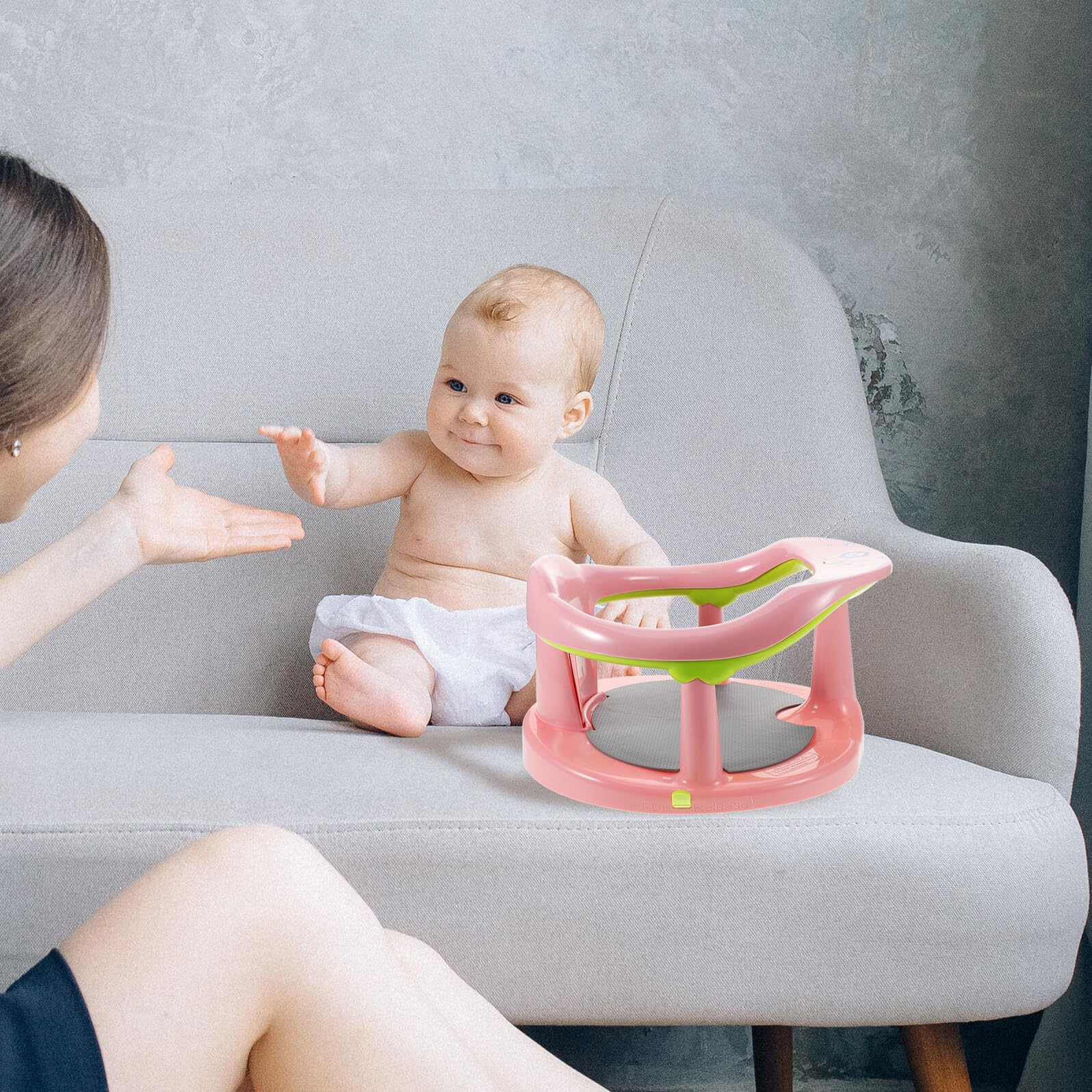 DECHOUS Asiento de Baño para Niña Antideslizante y Portátil con Doble Función para y Recostar Adecuado para Recién Nacidos y Bebés Diseño Seguro y Cómodo Color Rosa