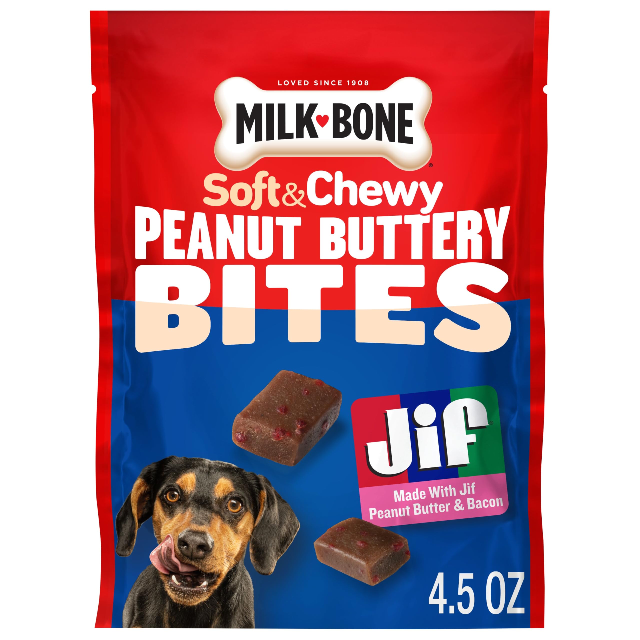 Milk-Bone Soft &amp; Chewy Peanut Buttery Bites, 4.5 Oz. Bag