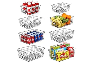 8 Set Extra Large Wire Baskets for Organizing with Labels, Cabinet, Pantry...