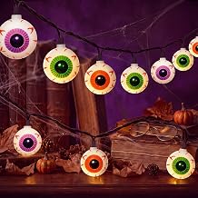 GOOTHY Halloween Eyeball String Lights 8.5Ft Halloween Decorative String Lights with 10 Incandescent Multicolor Eyeball Lights for Party, Christmas, Carnival, Celebration Indoor/Outdoor Decor
