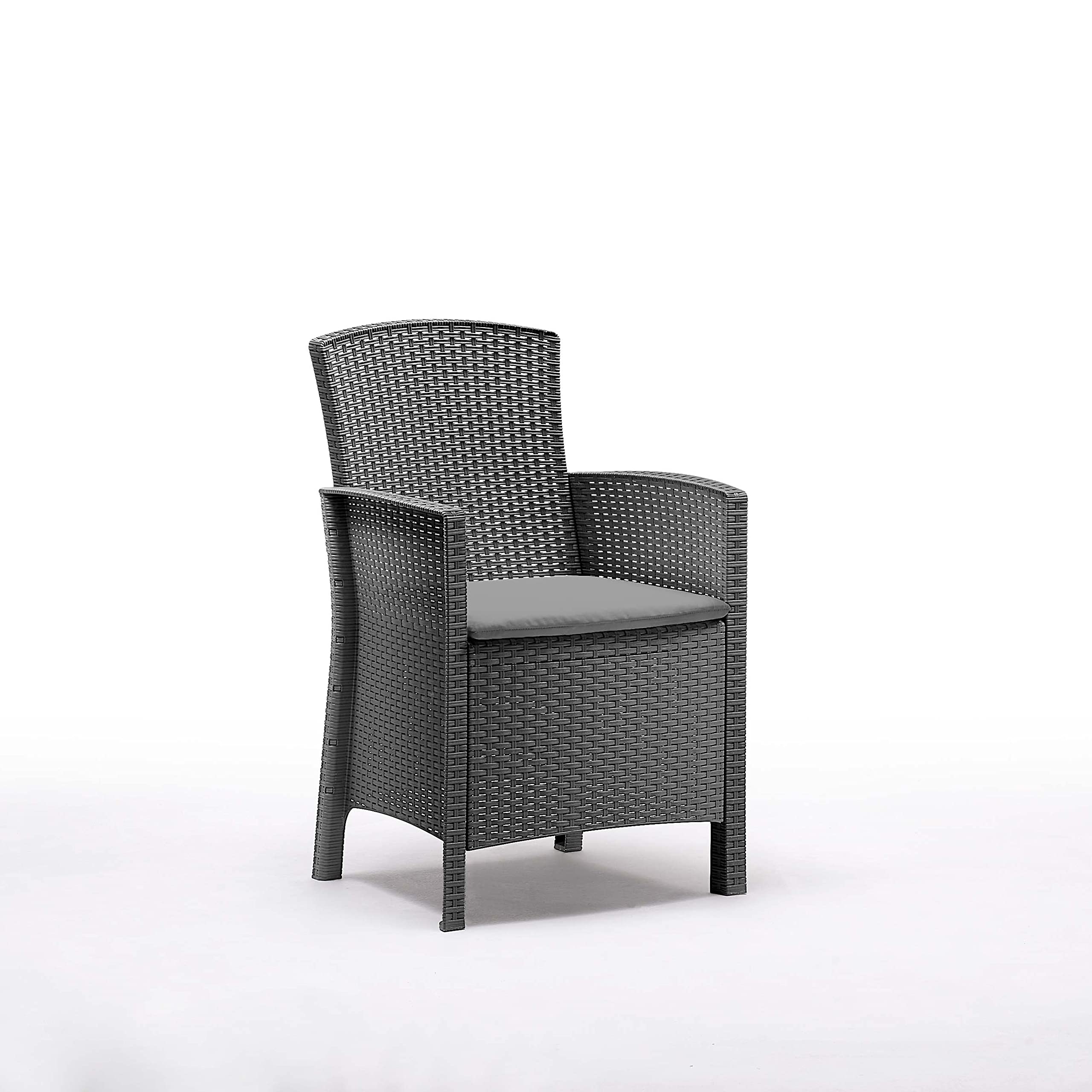 BICA Set Lido 2 Storage - Set Mobili da Esterno 2 Poltrone, 1 Sofa 2 posti, Tavolino Contenitore e Cuscini per la Seduta, Grafite