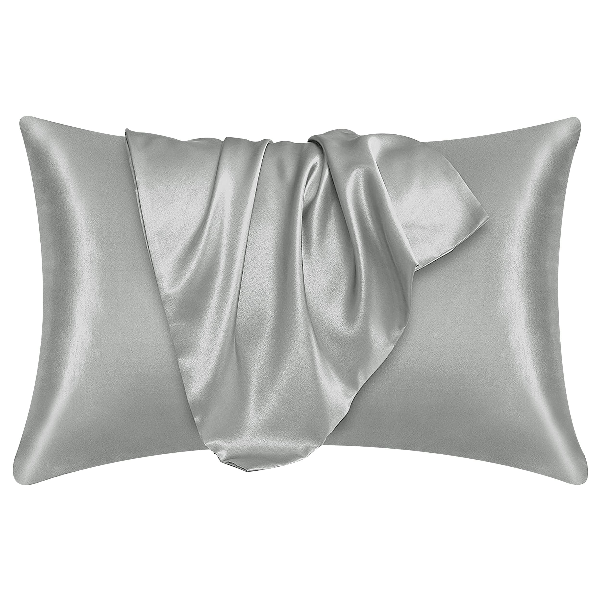 Aspire Homeware Grey Cooling Pillow Cases 2 Pack - Super Soft Satin Pillowcase Feels Like Silk Pillowcase - Anti Allergy Silky Pillow Covers For Hair And Skin Care (50X75cm)