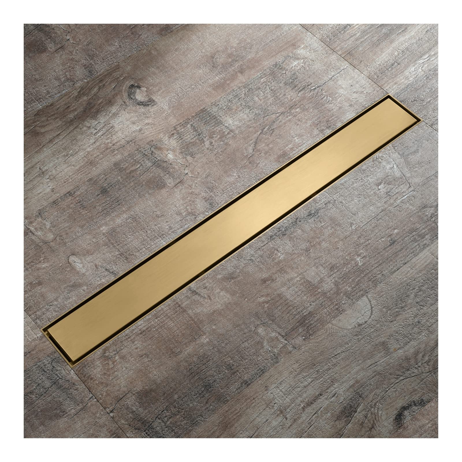 Caniveau de douche 30cm or brossé avec récupérateur de cheveux pour éviter les blocages