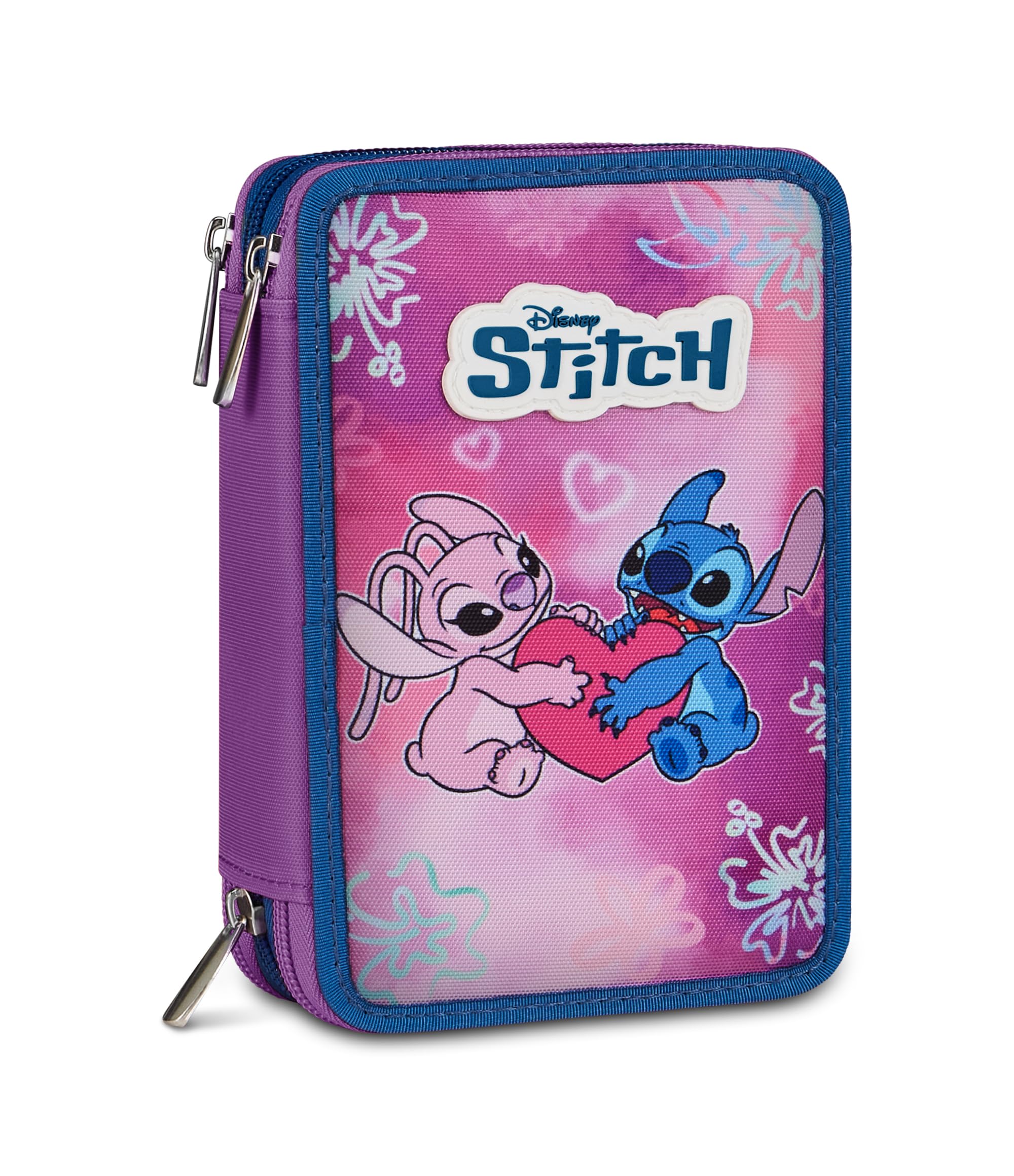 Seven Astuccio Lilo & Stitch 3 Zip, Triplo Scomparto, Completo di Matite, Pennarelli, Colori, Accessori Zaino, Elementari, Medie, Superiori, Blue Deep, Bambine e Ragazze, rosa
