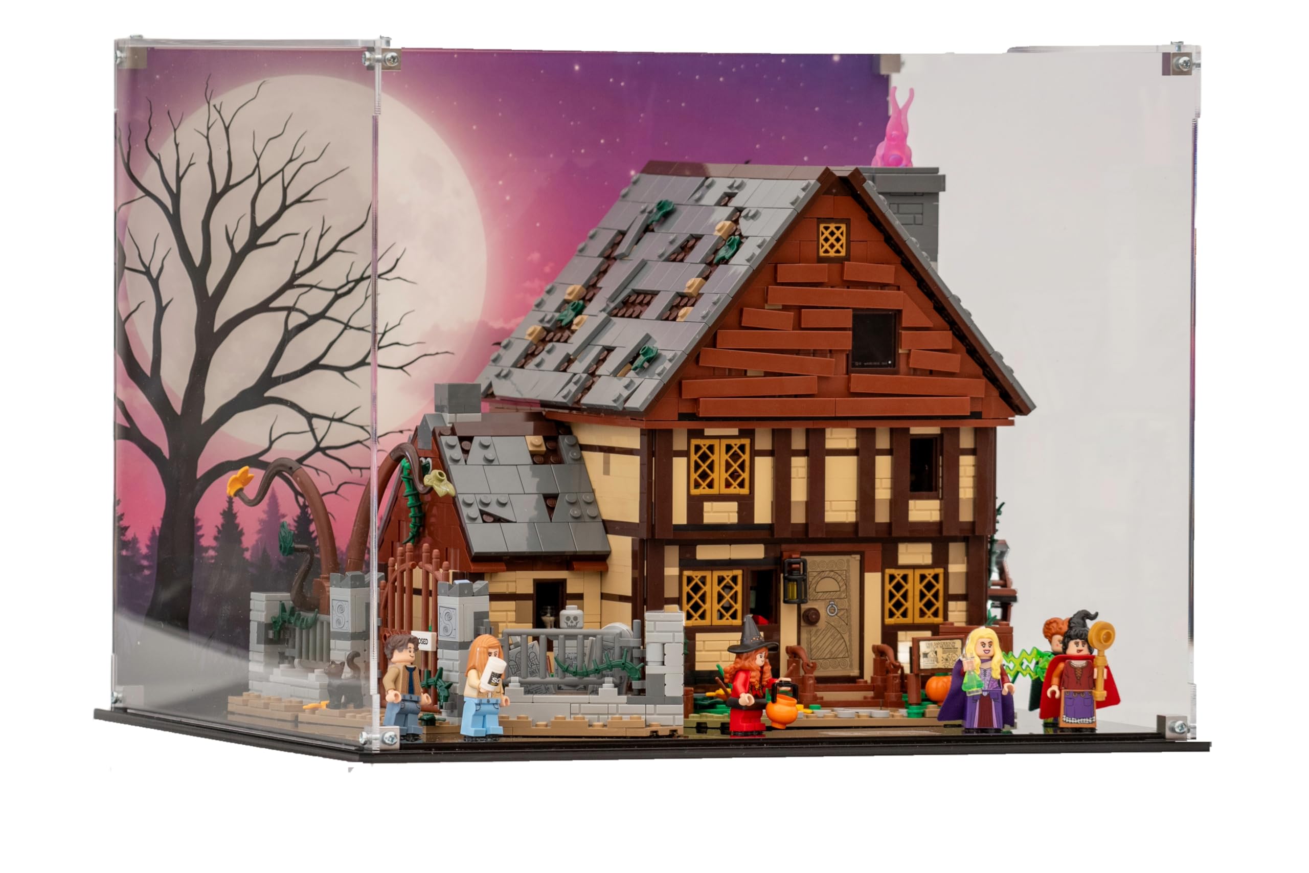 Acrylic Display Case compatible with LEGO® Ideas Disney Hocus Pocus: Sanderson Sisters' Cottage (21341) (Clear Back Panel)