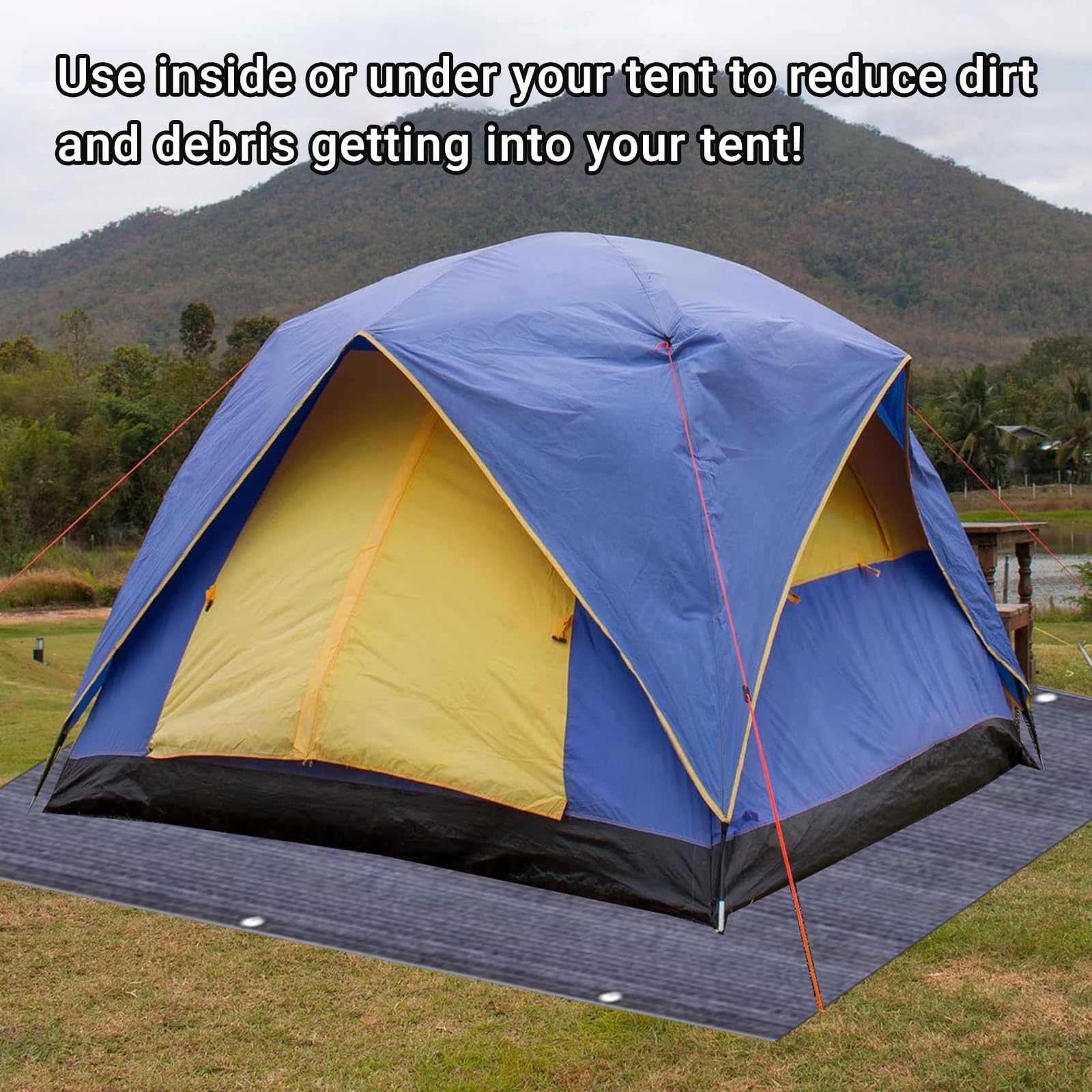 DAZZTIME Outdoor Teppich,Vorzeltteppich mit Ösen 2.5x6,Vorzeltteppich Markisenteppich,Hochwertiger Camping Teppich,Atmungsaktiv rutschfest Zeltteppich,Outdoor Camping,für Wohnmobil und Wohnwagen