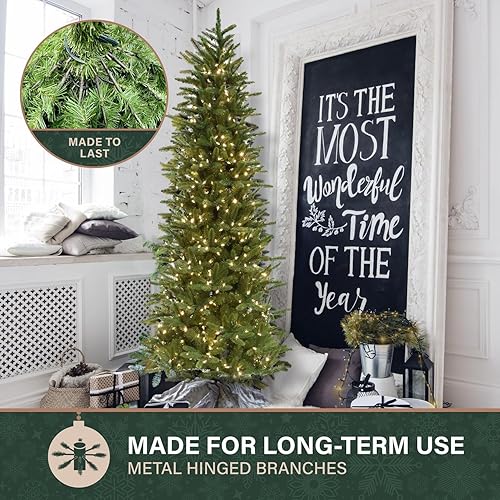 Miniatura 67 de Fraser Hill Farm Árbol de Navidad artificial de pino carmelo preiluminado de 7.5 pies con luces LED dobles multicolor y blanco cálido, follaje LED