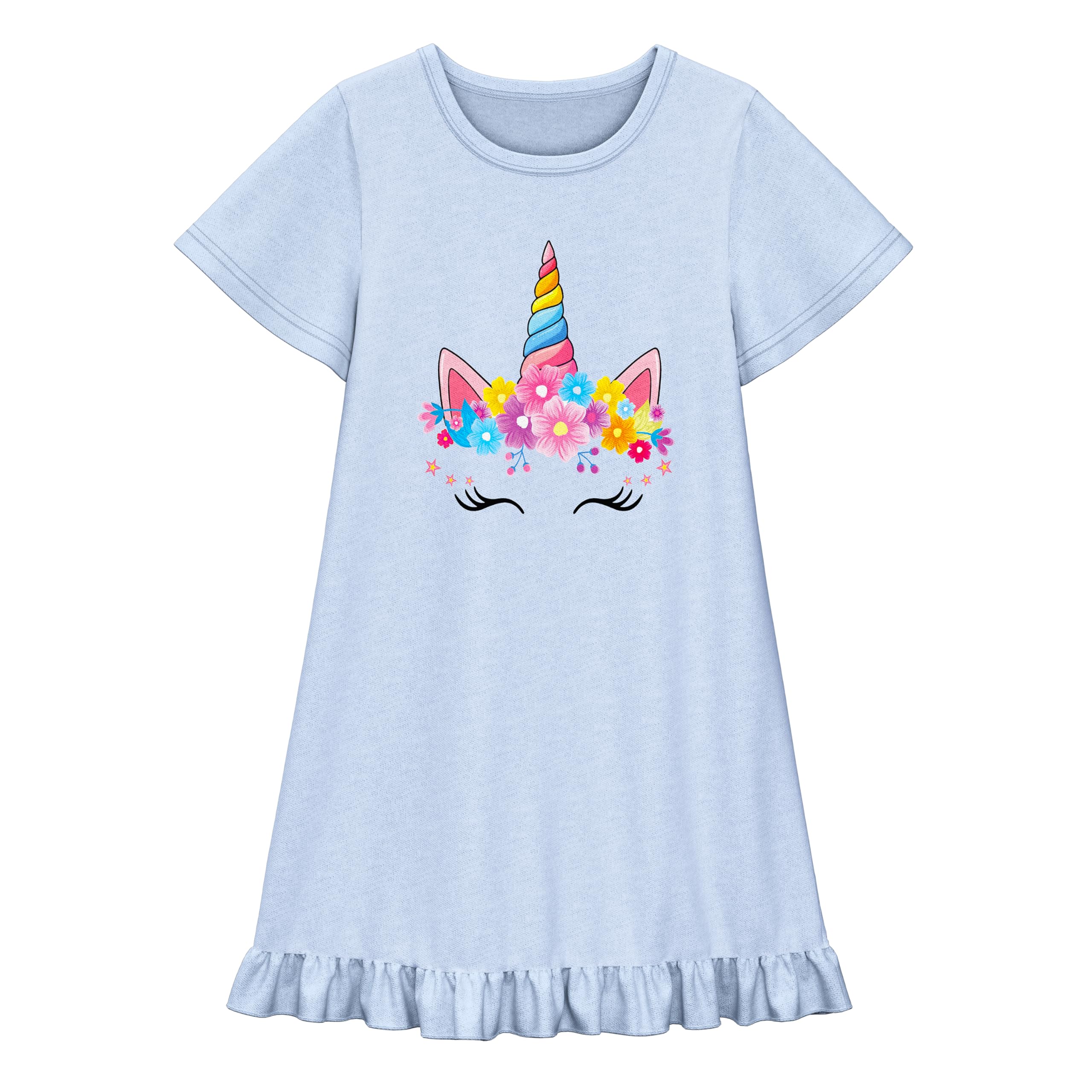 Girls Gowns Cotton Nite Dresses 5T to Size 10 Princess Fantasy Short Sleeve Homewear Gown