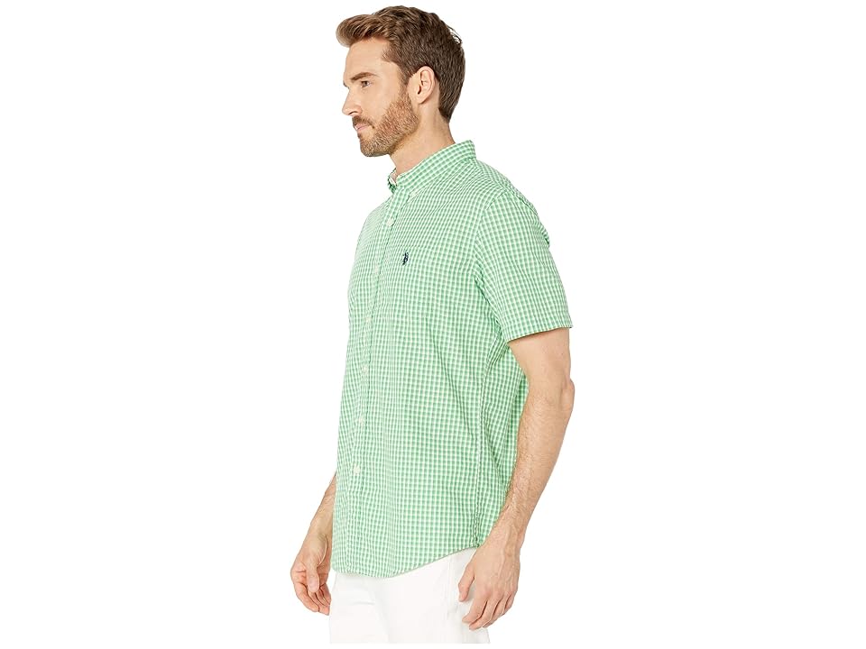 

U.S. POLO ASSN. Short Sleeve Gingham Woven (Hockney Green) Men's Clothing