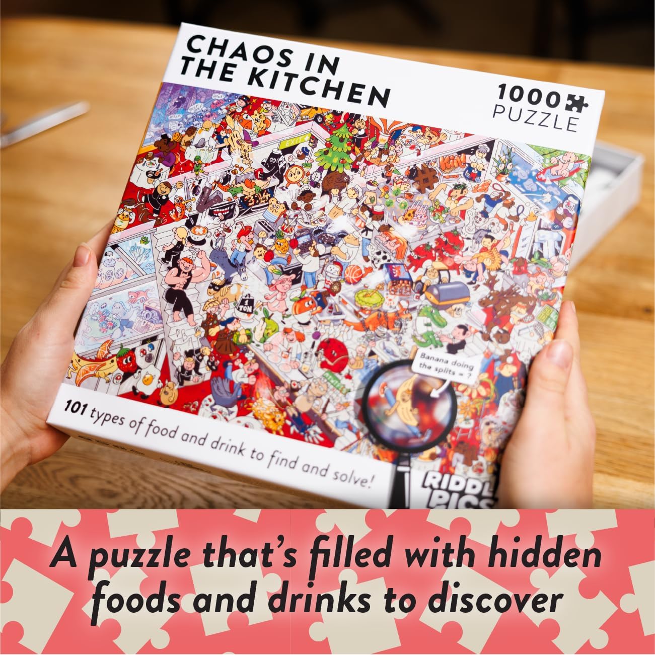 Chaos in the Kitchen: Jigsaw Puzzle with 101 Hidden Food and Drinks to Discover, for Food Lovers and Perfect as a Gift