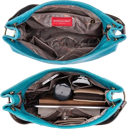Miniatura 4 de Montana West Bolso Hobo para mujer con asa superior y bolsillos con cremallera