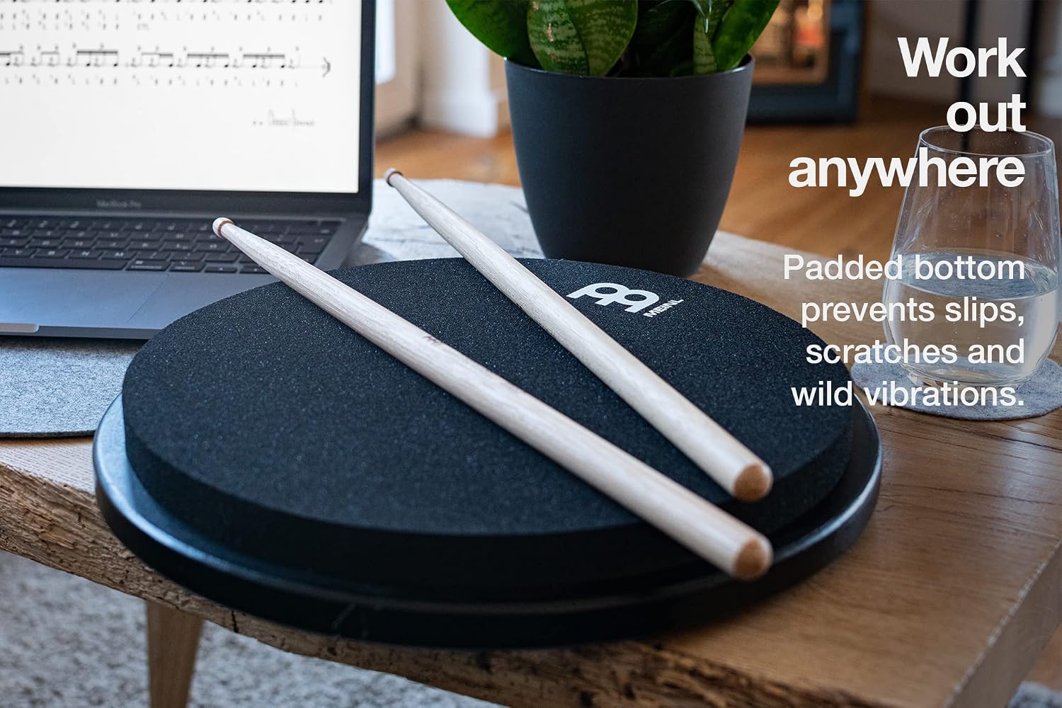 Meinl Cymbals 12" Marshmallow Drum Practice Pad for Ultra-Quiet Sticking, Medium Rebound - Black - Mountable on Cymbal Stands (MMP12BK) - Image 4