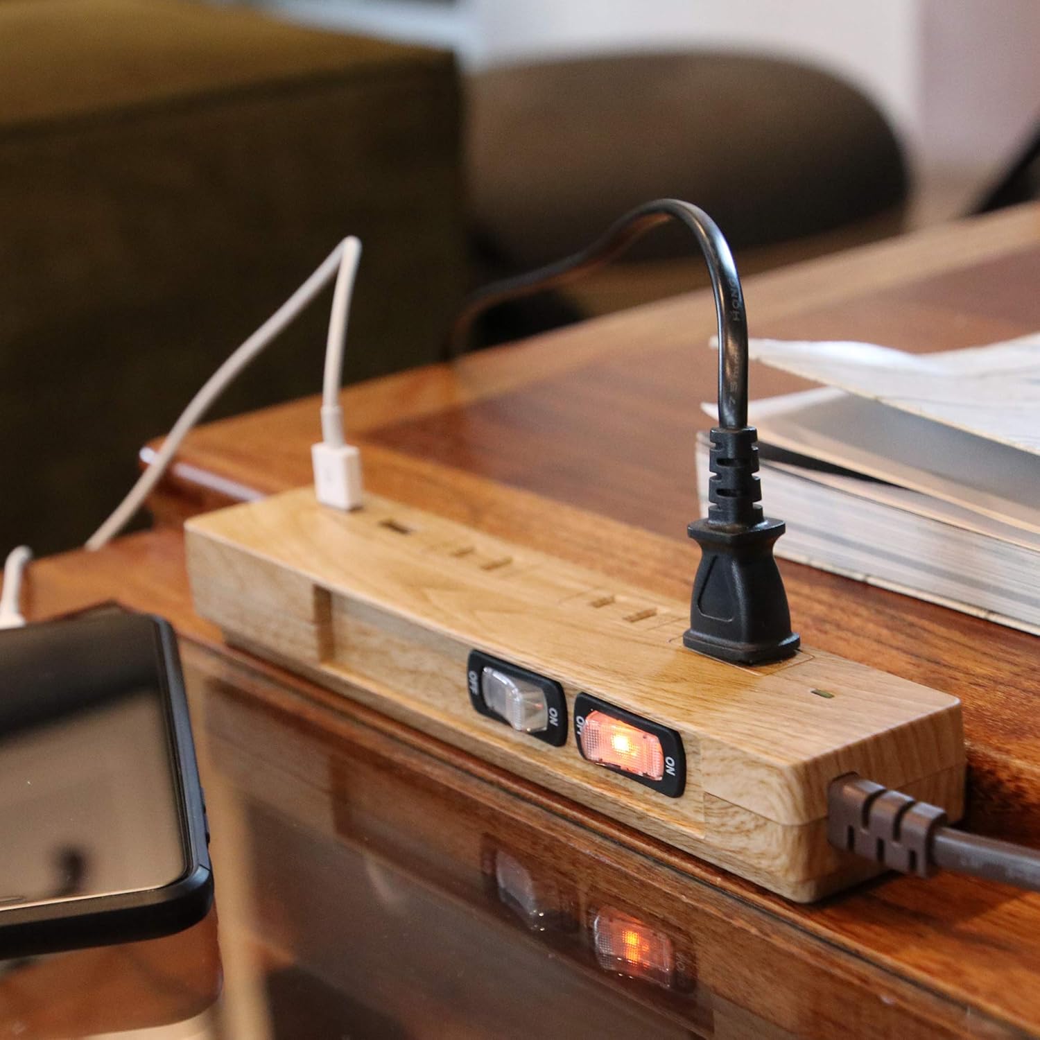 Amazon Co Jp Fargo 木目調 デザイン 延長コード 延長ケーブル 1 5m Usb 急速充電 国内サポート対応 付 電源タップ パソコン 周辺機器