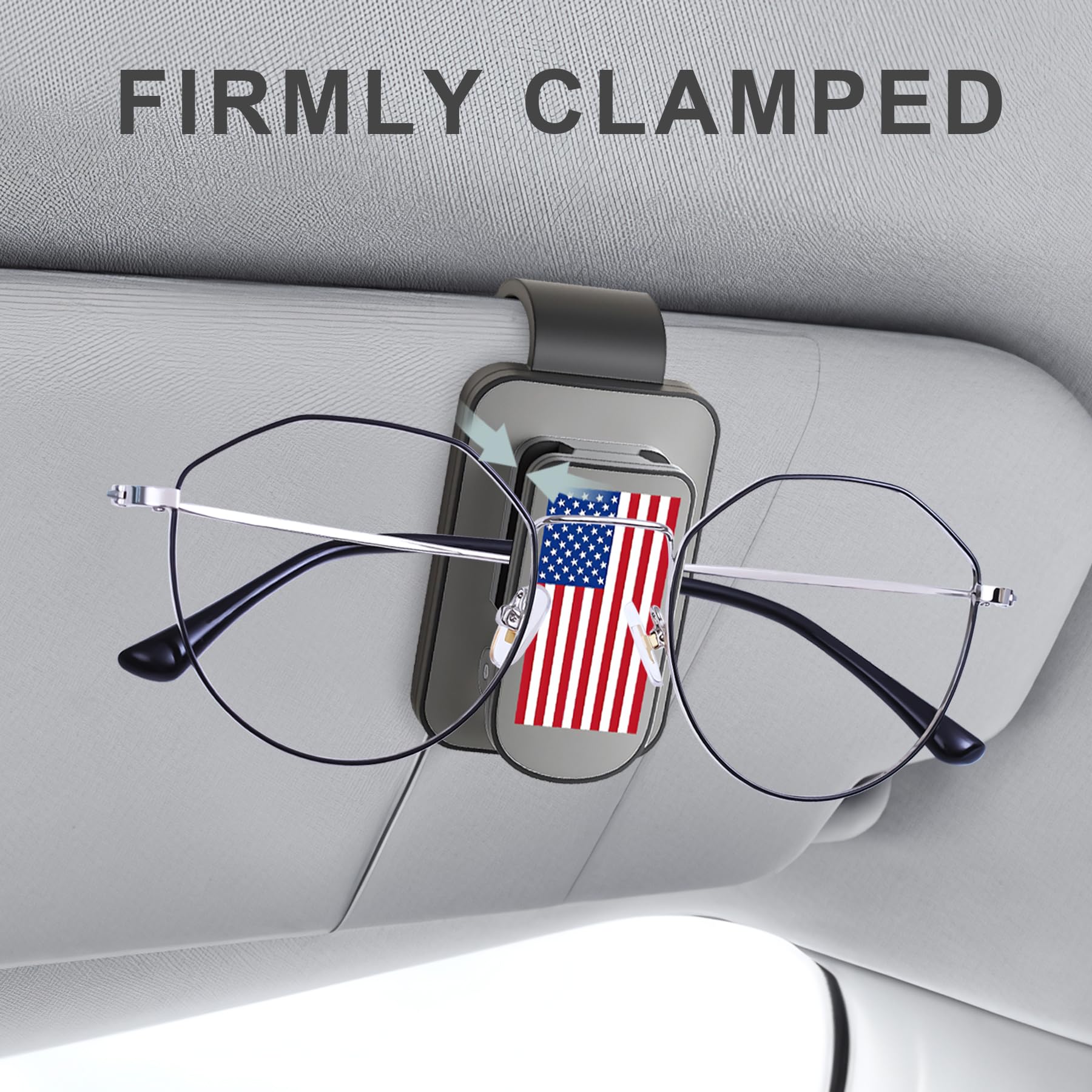 JUNJIAWU Sunglass Holder for Car Visor: 2 Pack American Flag Sun Visor Glasses Clip - Eyeglasses Ticket Card Clip Car Interior Accessories