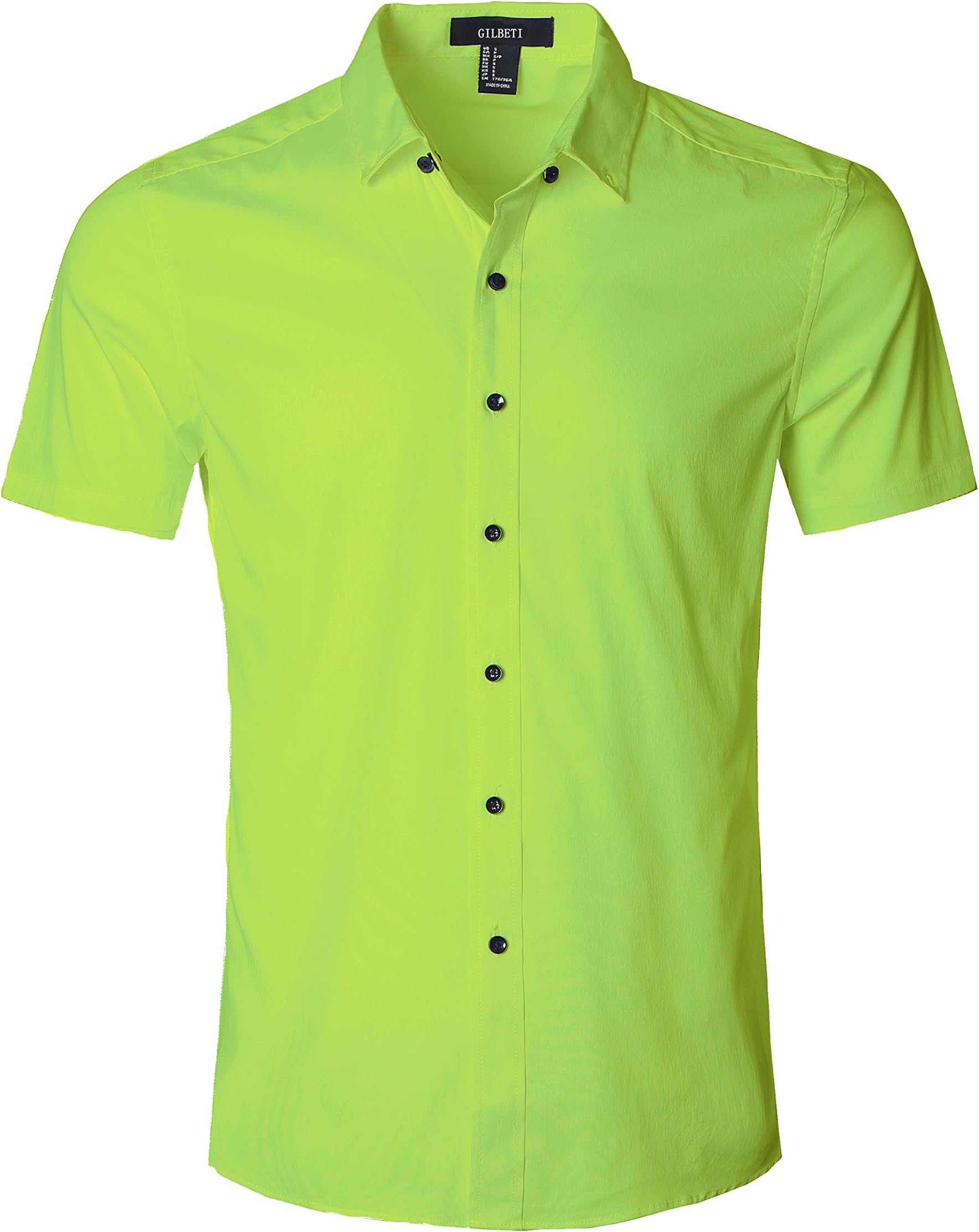 AVANZADA GILBETI Men's Slim Fit Solid Dress Shirts Button Down Cotton Short Sleeve Shirt
