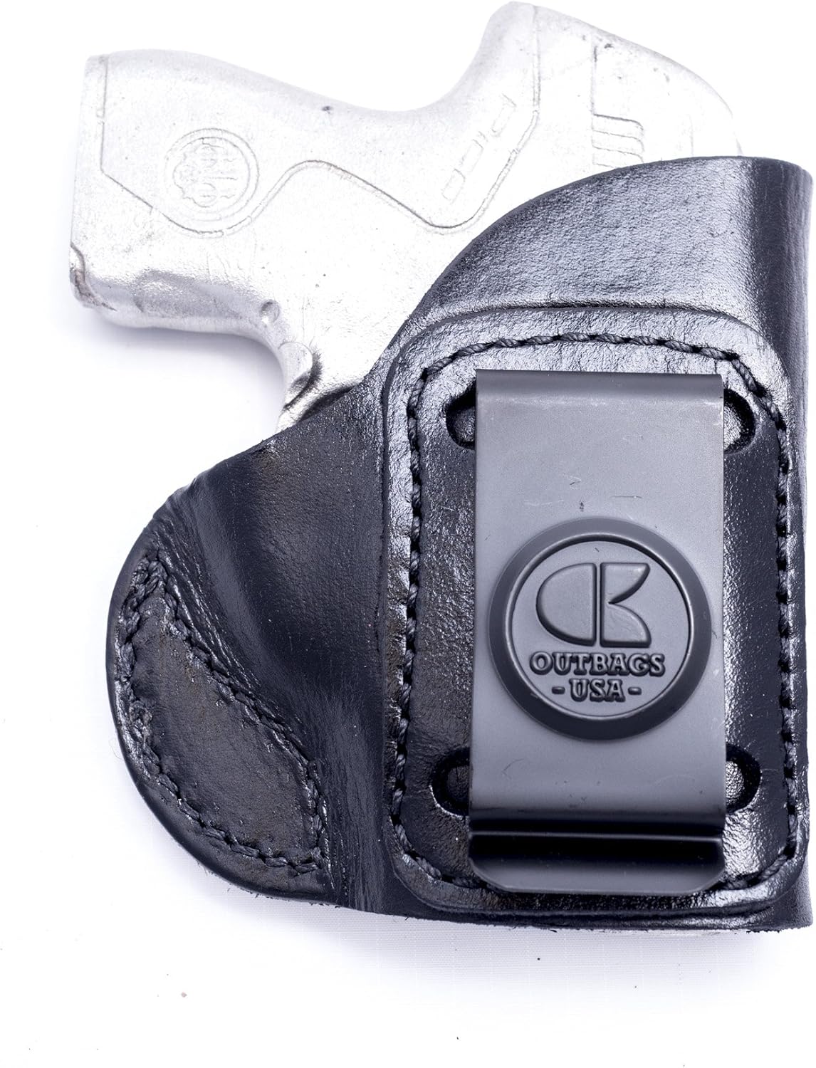 OUTBAGS USA LS4PICO (Black-Right) Full Grain Heavy Leather IWB Conceal Carry Gun Holster for Beretta Pico 380. Handcrafted in USA.