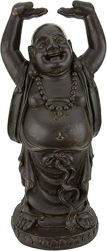 Vista 9 de Oriental Furniture - Estatua de Buda Happy Hotei de 10 pulgadas, bronce De pie riendo también