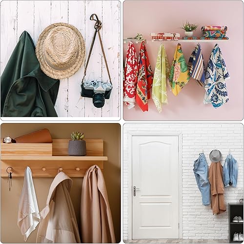 Miniatura 6 de uxcell Ganchos de pared, 7 piezas  Gancho retro de tres puntas de aleación de zinc, ganchos montados en la pared para colgar toallas, ropa, mochila,