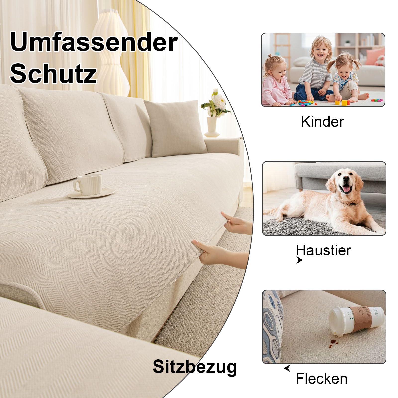 Chenilla Suave Funda Sofa Chaise Long 1 2 3 4 Plazas Protector Cubre Sofa, Grandes Fundas Sofá Antideslizante Universal, Fundas de Sofá Súper Suave para Mascota, (Blanco,90X210cm)