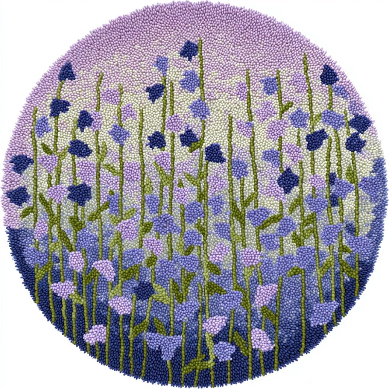 Kitquiver L Rug Making Kit For Adults Purple Flowers 60X60cm
