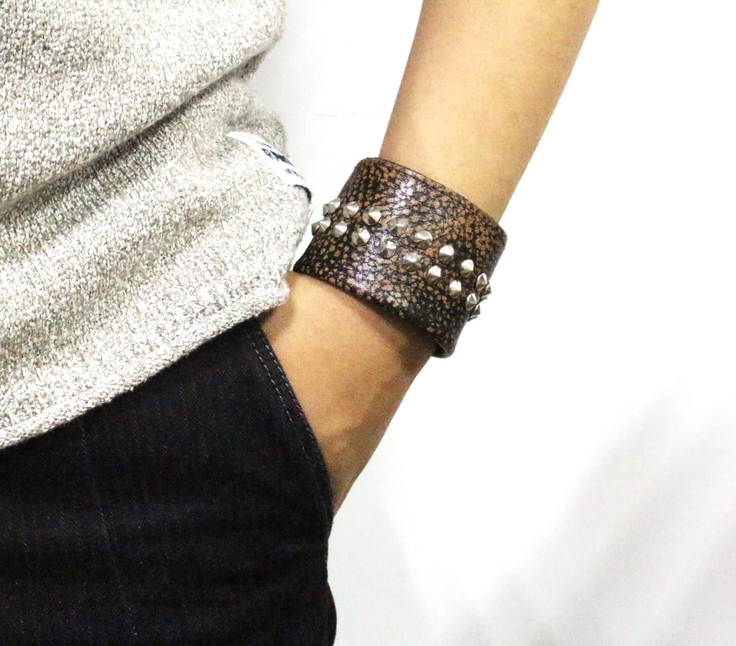 Leather Bracelet for Men Women,Punk Faux Braided Wrap Leather Bracelet - Image 7