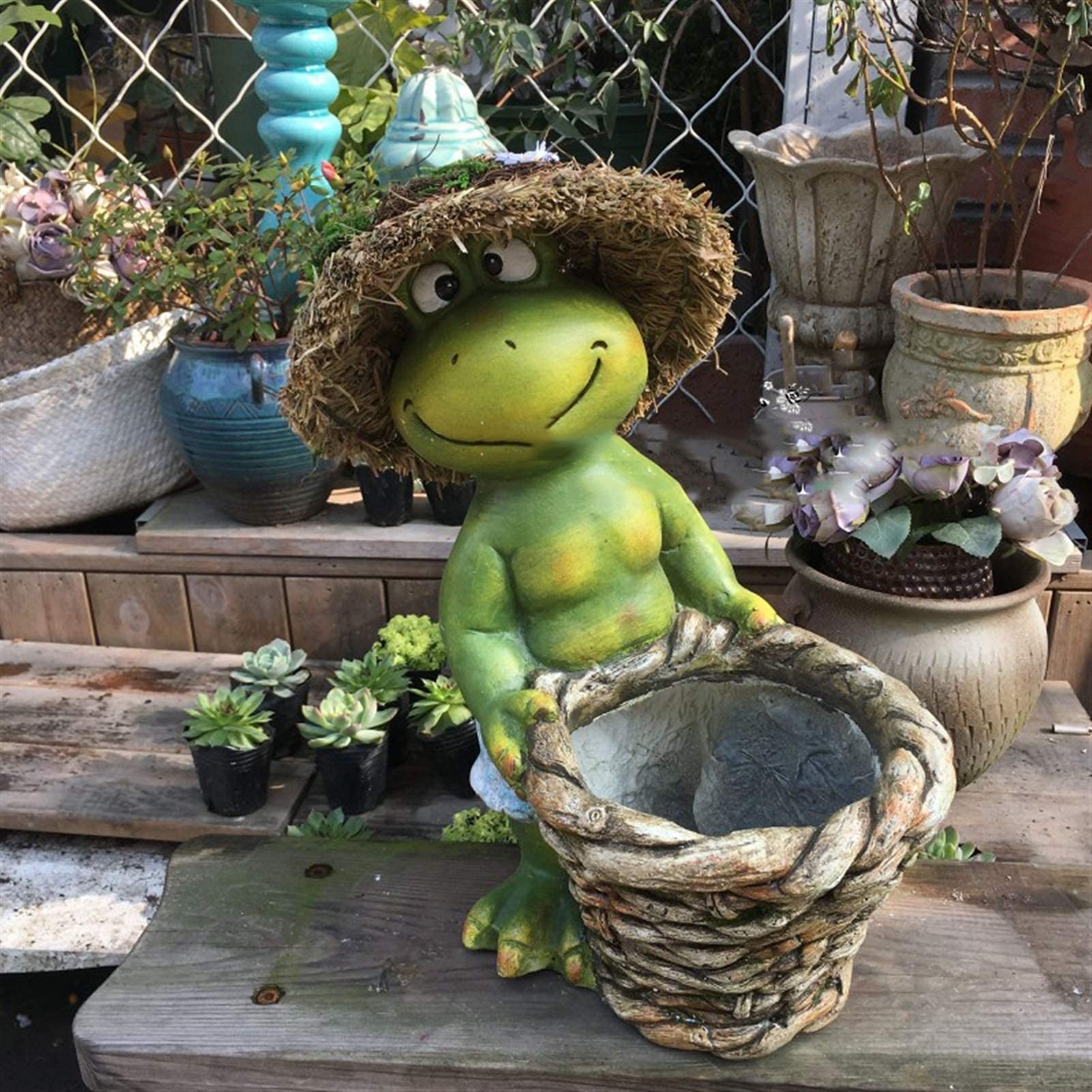 Gartendekoration, Gartenfiguren, Kunsthandwerk, Dekoration für den Außenbereich, Garten, Harz, Frosch, Blumentopf, Ornamente, Becken, Balkon, Garten, Innenhof, Villa, Zub