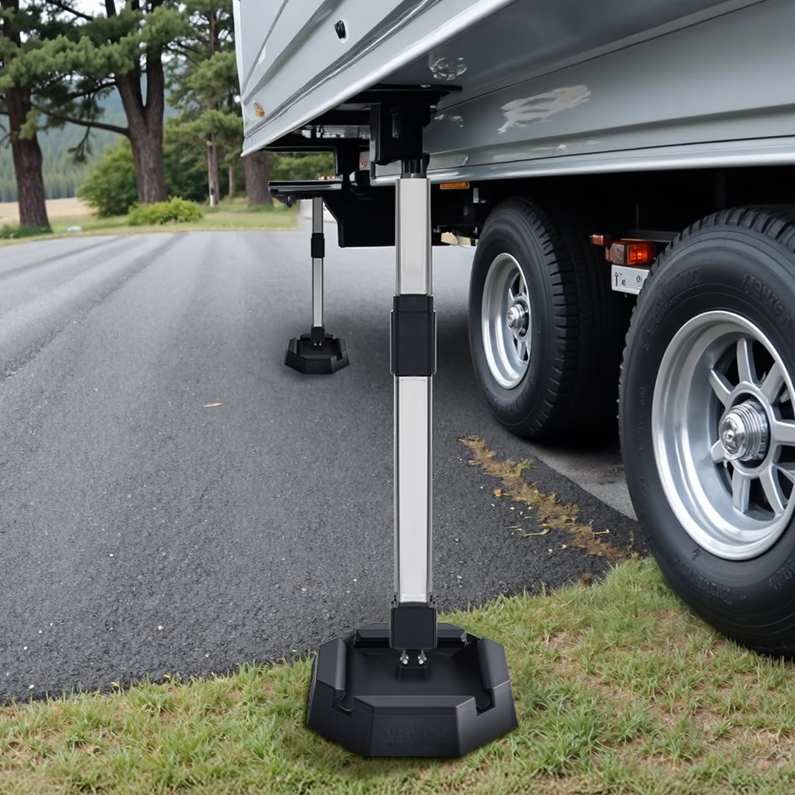 VEVOR Lot de 4 Patins de nivellement pour Camping-Cars et remorques, en Caoutchouc, Charge maximale : 2300 kg (par Coussin), Tampon de stabilisation de cric avec Grande Surface, idéal pour Les Pieds