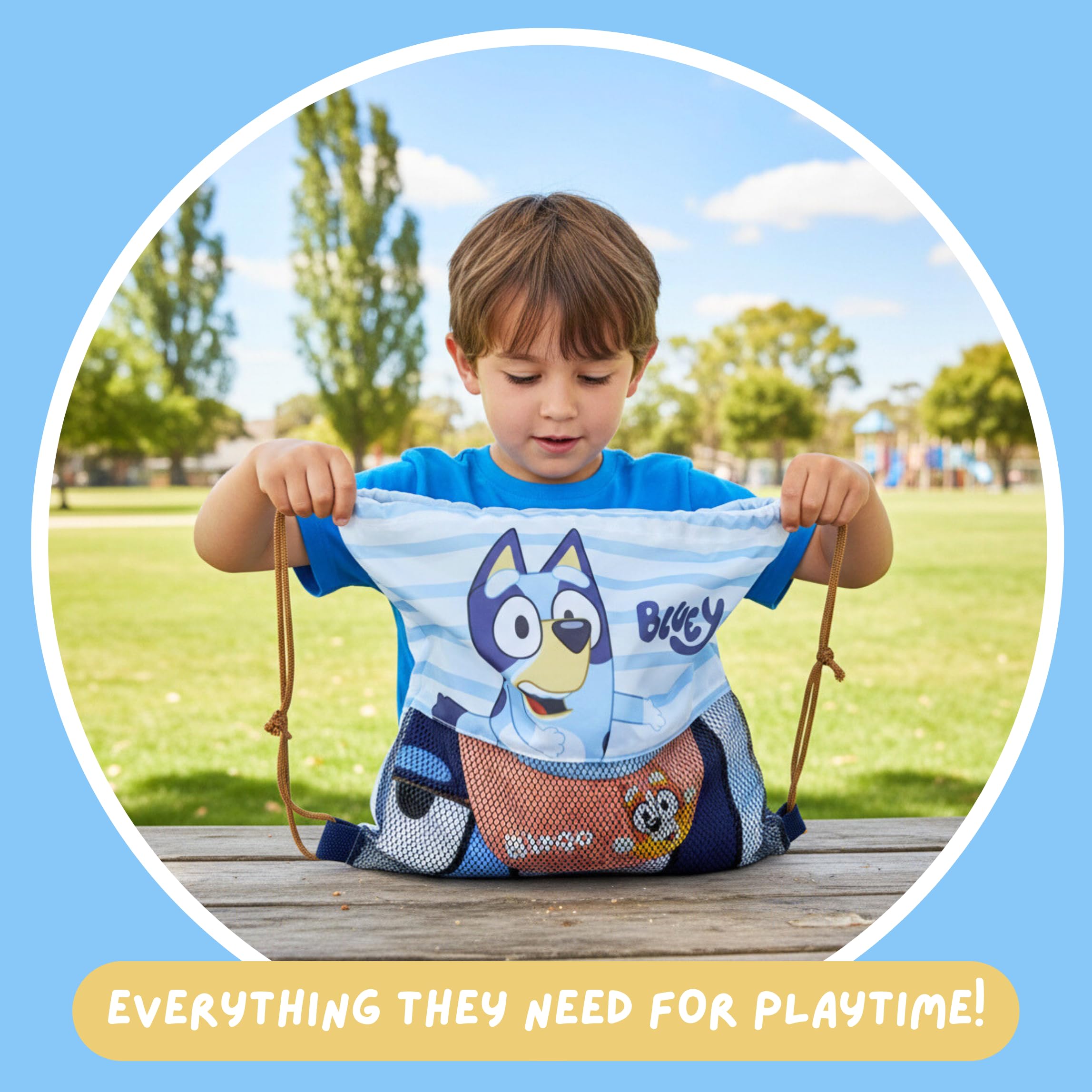 Bluey Gorra de Beisbol Toalla y Mochila Saco Cuerdas Cordón, Set 3 Piezas Infantil, Regalo de Verano Playa Piscina Excursiones para Niños y Niñas