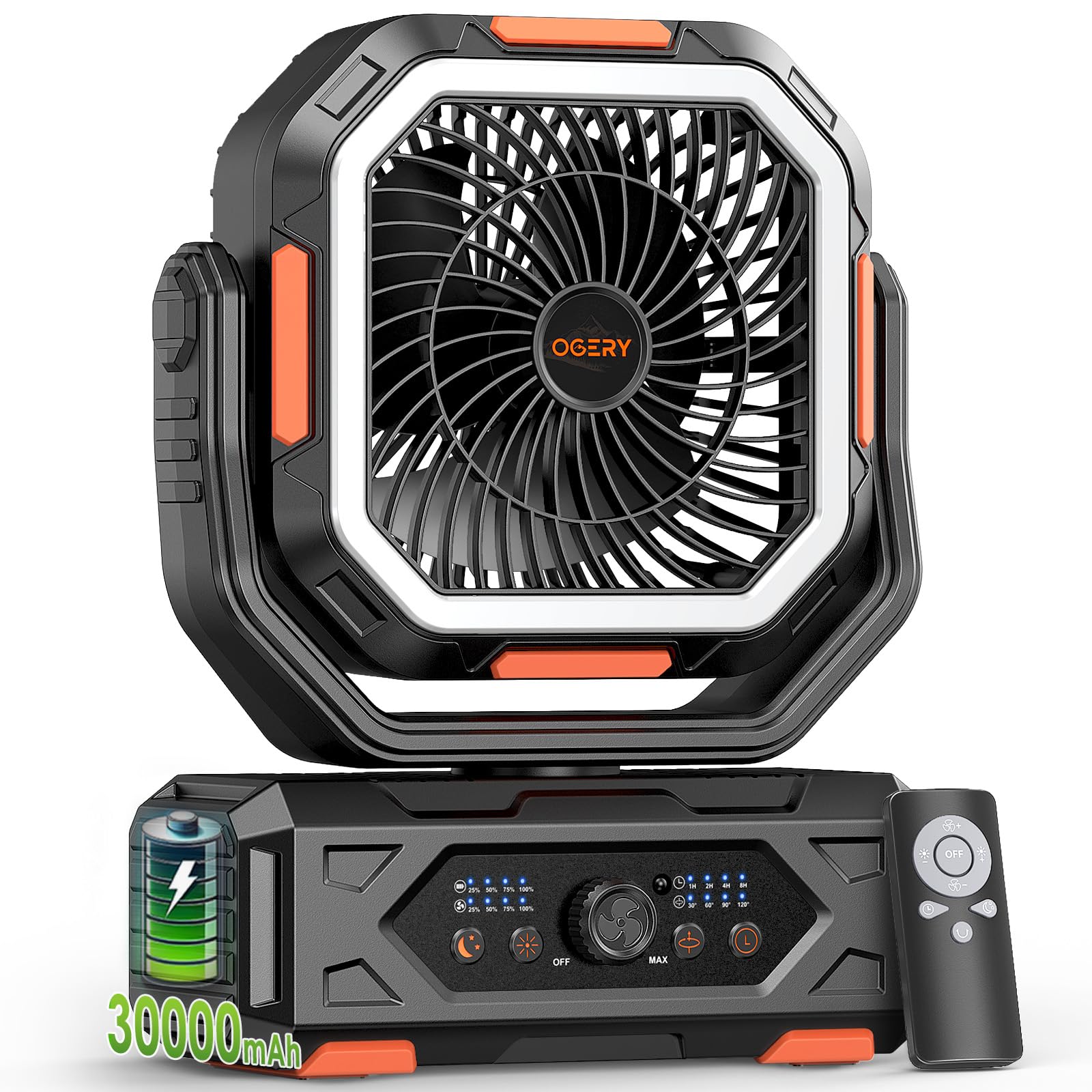 ogery 2025 upgraded camping fan portable rechargeable fan with 20000mah battery powered stronger wind stepless speed regulation fast charging for tent travel car outdoor camping essentials