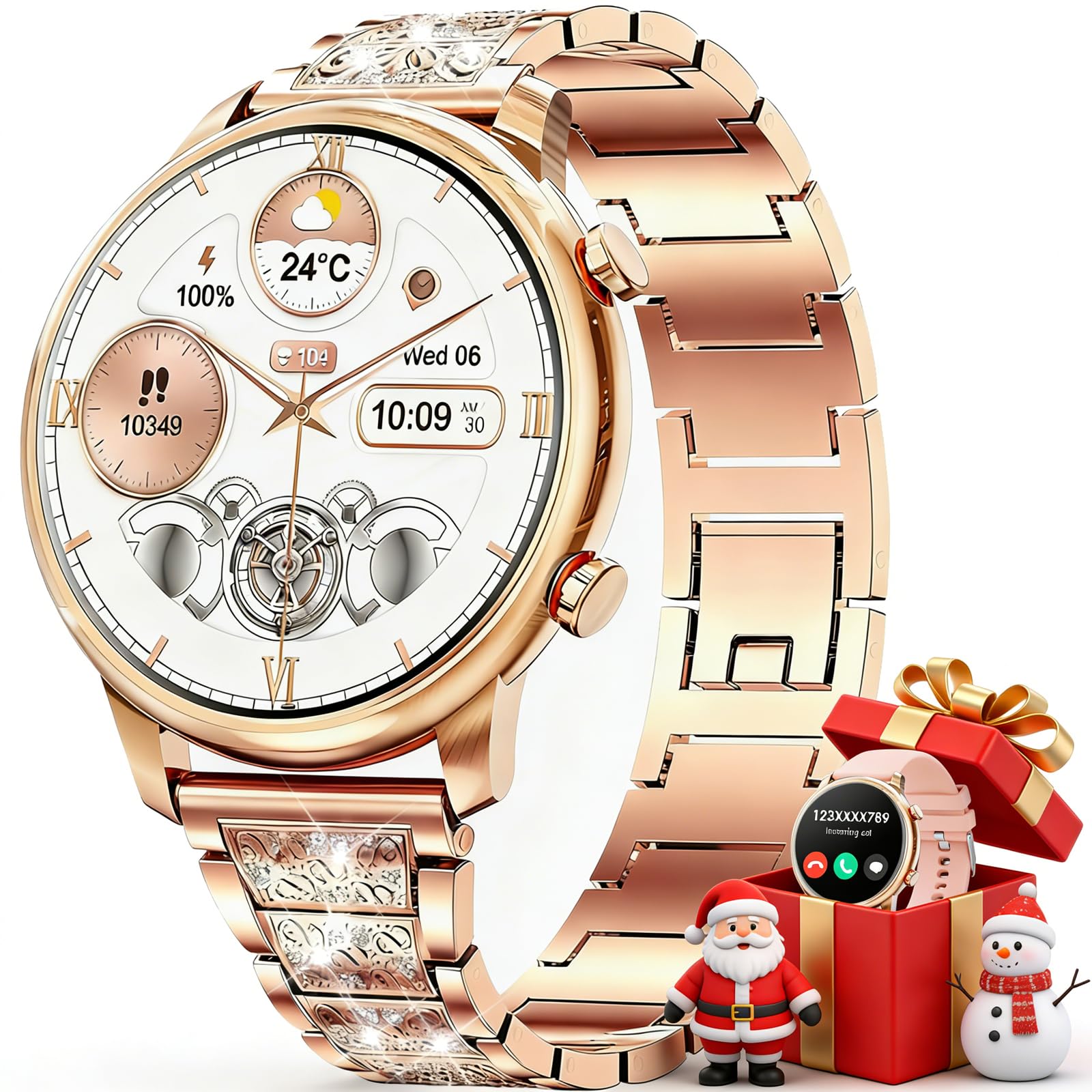 Hwagol Smart Watches for Women Android Phones iPhone Compatible Bluetooth Call 1 39 Round Fitness Tracker Heart Rate