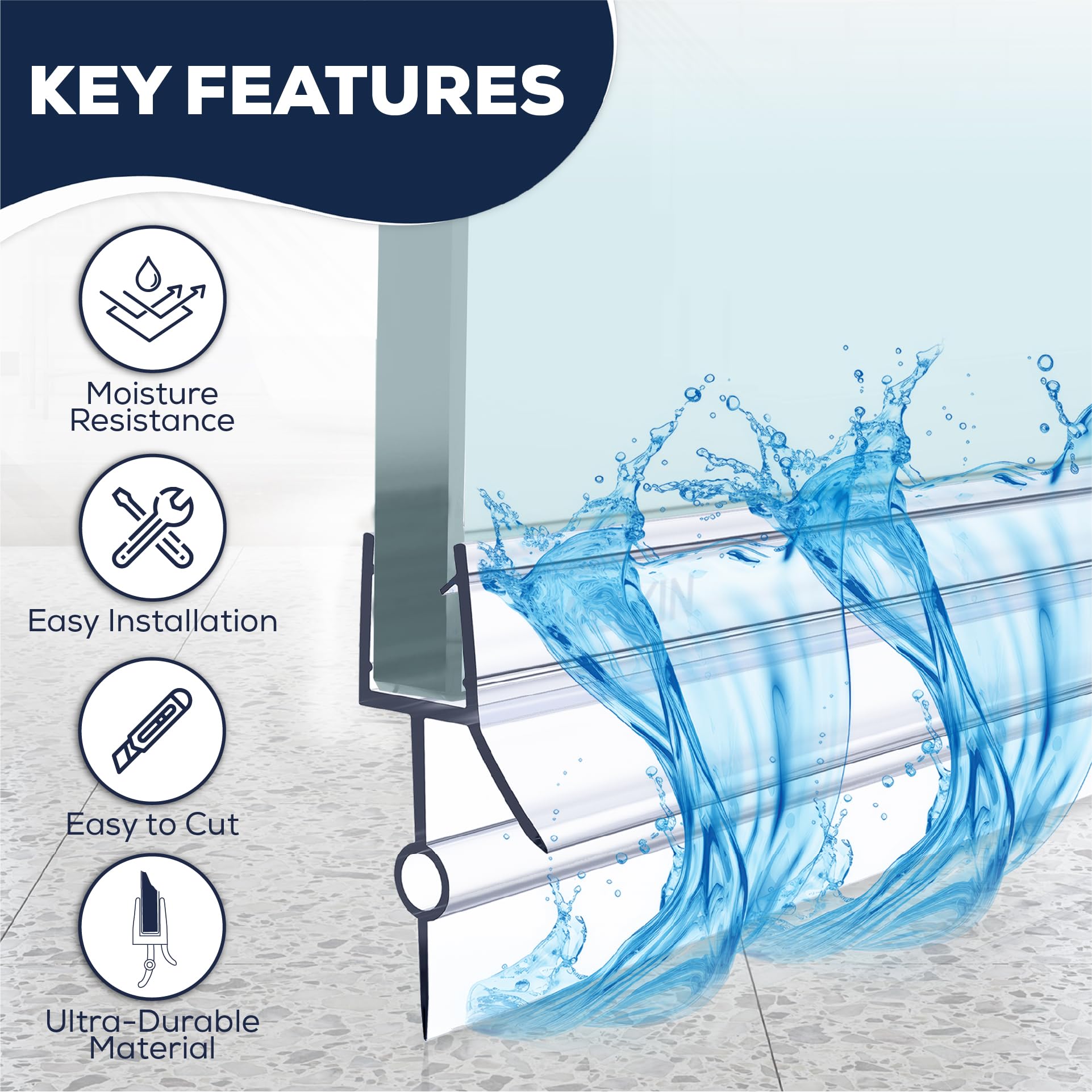 Guarnizione Per Doccia A Forma Di F - Striscia Tenuta 2m Per Vetro 6mm | Impermeabile E Anti-spruzzi - Foto 8