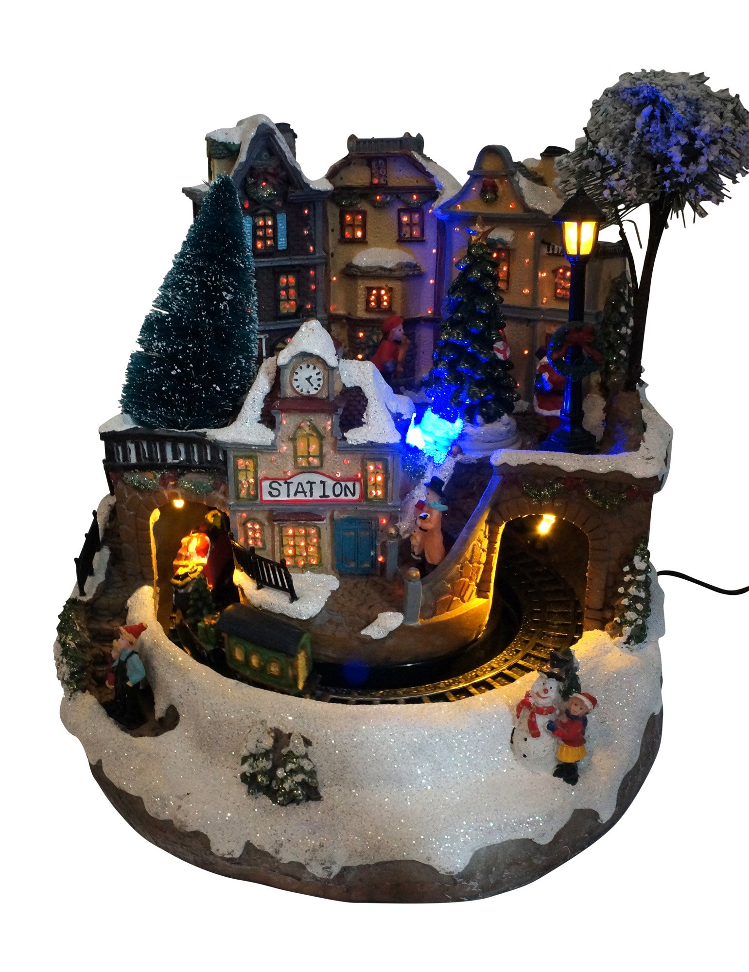 LED Lighted Fiber Optic Animated Snowy Christmas Village Scene with Train Buy Online in INDIA