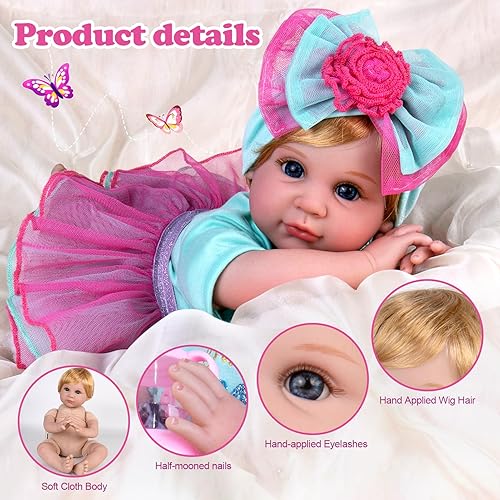 Miniatura 5 de Aori Muñecas de bebé realistas de aspecto real, muñeca de bebé recién nacida, juego de muñecas de tamaño pequeño con accesorios para niñas