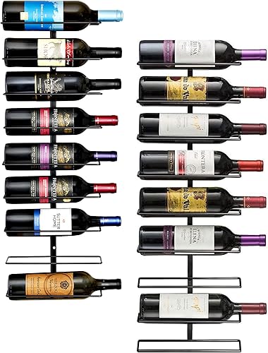 Sorbus Estante de vino de montaje en pared, estante de vino de 18 niveles montado en la pared para botellas de vino, licor, champán, soporte de