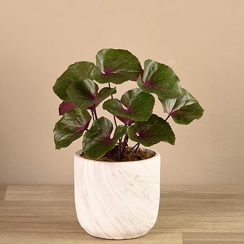 BLOOMR Planta de ligularia artificial en maceta, verde, tela de seda de lujo moderna, planta sintética decorativa para interiores, 10 pulgadas de