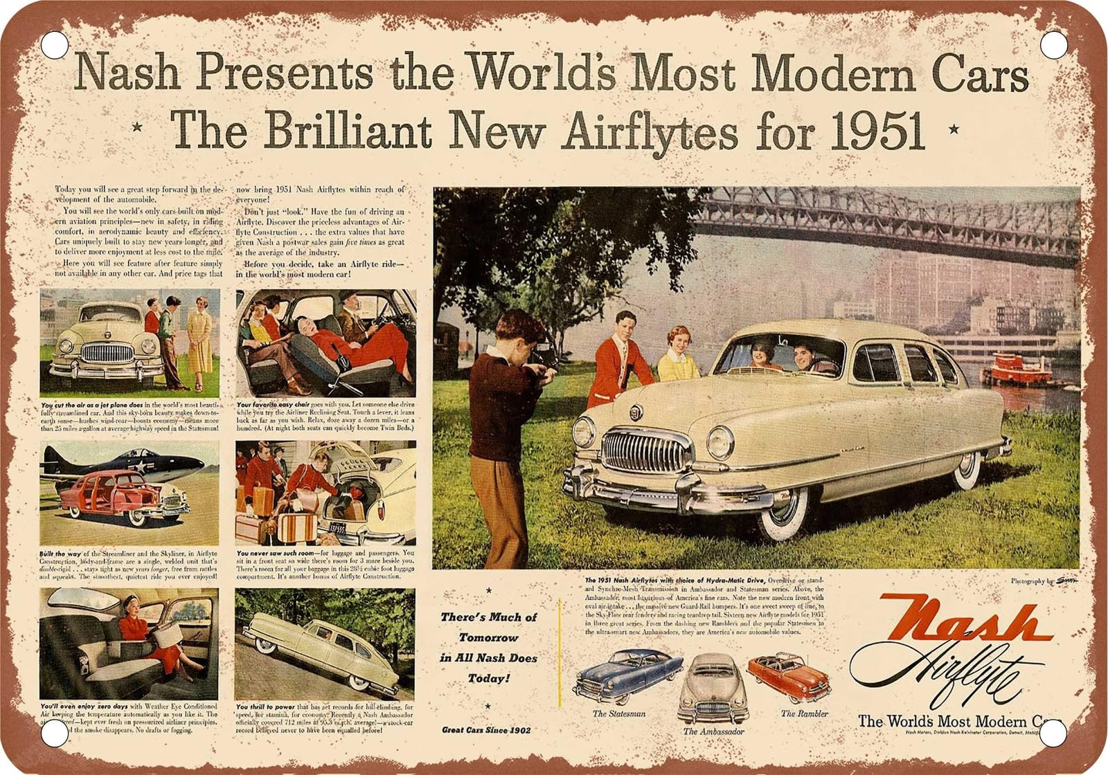 METAL SIGN - 1951 Nash Vintage Ad 01 - Old Retro Rusty Look home decor
