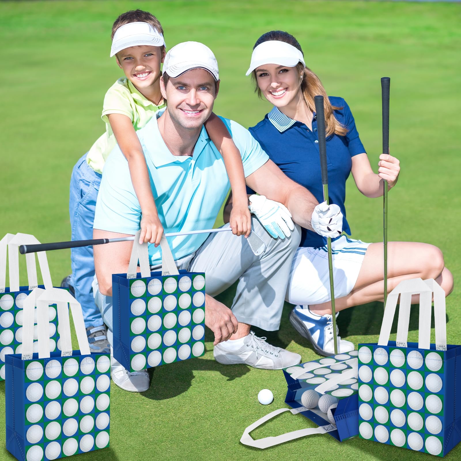 Hxezoc 12 Pieces Golf Gift Bags with Handle, Reusable Non Woven Treat Goodie Bag Sport Favor Bags For Golf Theme Birthday Party Decoration Supplies
