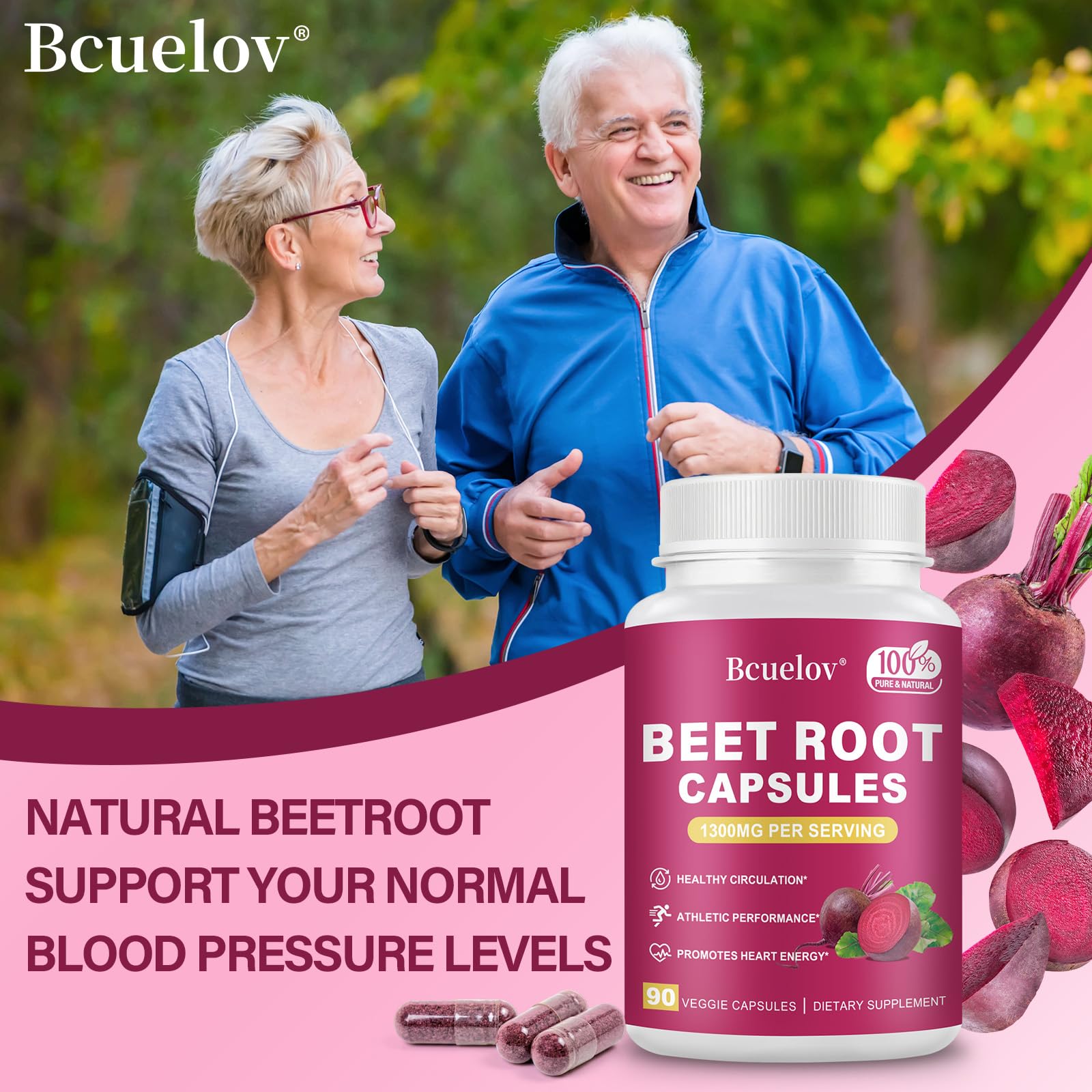 Beet Root Capsules | 1300mg Pure Beetroot Powder Capsules – Supports Blood Pressure, Natural Energy & Endurance - 90 Capsules, 45 Days Supply — Amazon image 7