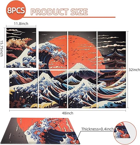 Miniatura 5 de 8 paneles de pared acústicos artísticos, paneles de pared autoadhesivos insonorizados de 48 x 32 pulgadas, panel de absorción de sonido de alta