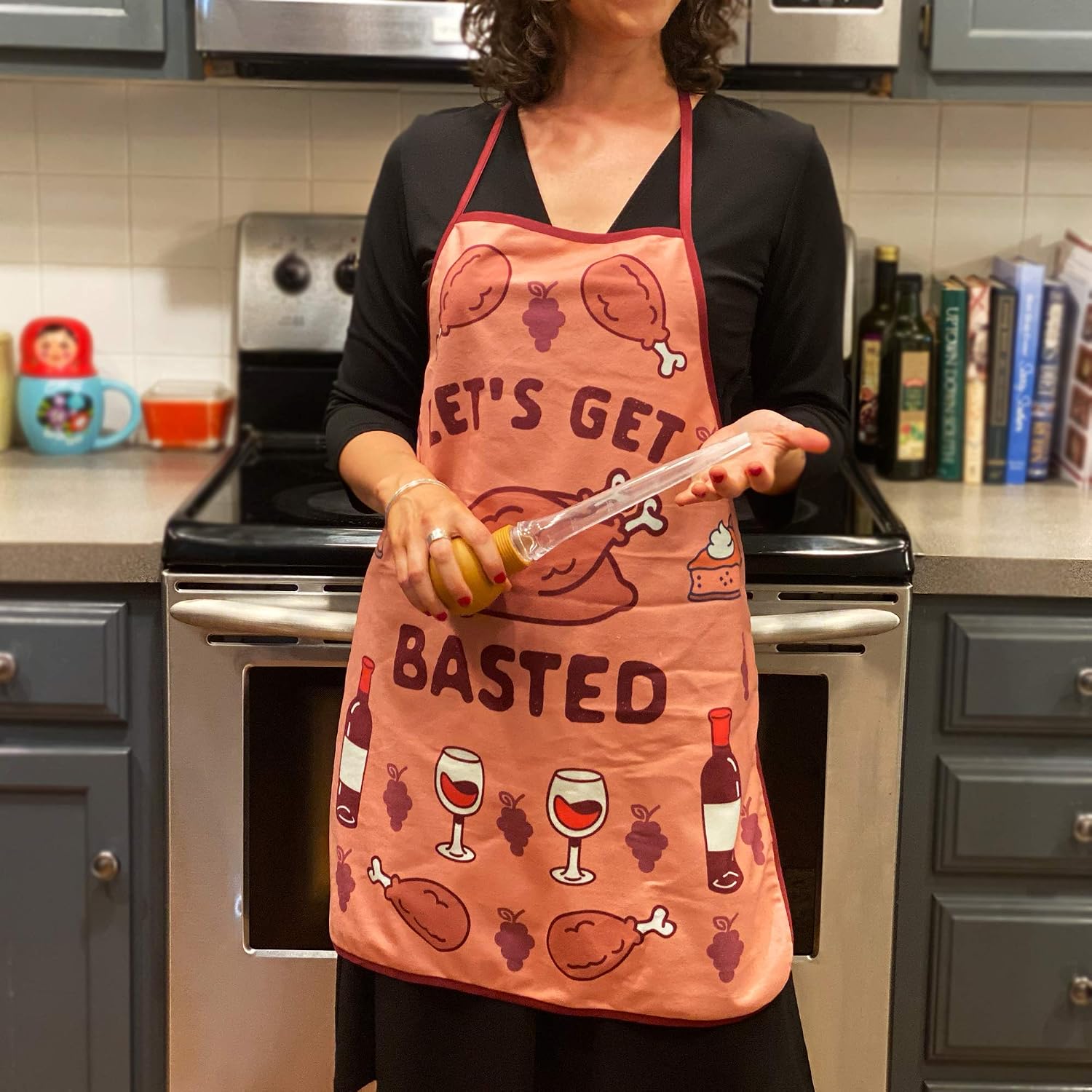 Let's Get Basted Apron Funny Turkey Day Thanksgiving Dinner Kitcken Smock image 2
