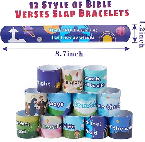Miniatura 2 de Kolewo4ever 144 pulseras con versículos bíblicos, pulseras religiosas cristianas bofetadas, pulseras bíblicas inspiradoras de las Escrituras, 12