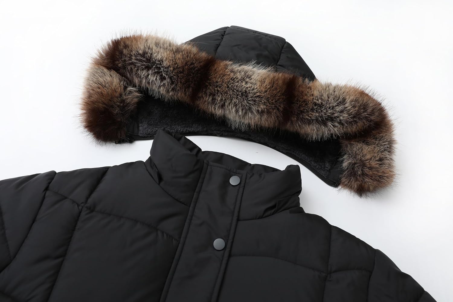 GOLDLADIES Women's Long Winter Puffer Coat Waterproof Jacket Thickened Down Alternative Parka with Detachable Hood - Image 4