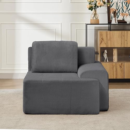 KIGOTY Modular Sectional Sofa, Comfy Cloud Sectional Couch with Right Armrest, Corner Couch, Modern Boneless Sofas for Living Room, No Assembly Required, Grey