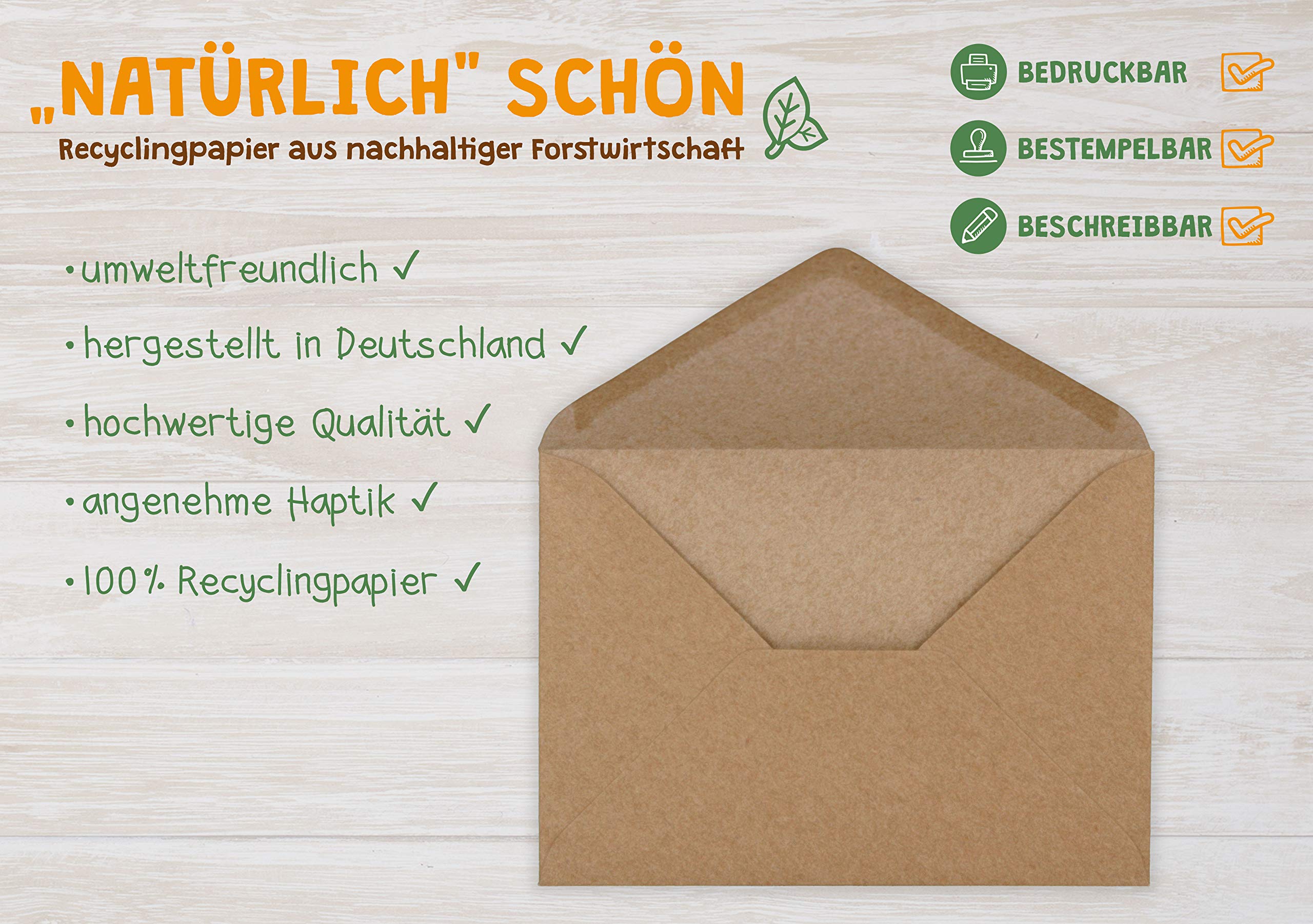 C6 Kraftpapier-Umschläge Braun – 50 Stück, Selbstklebend, 162 X 114 Mm, Für Einladungen, Karten & Basteln