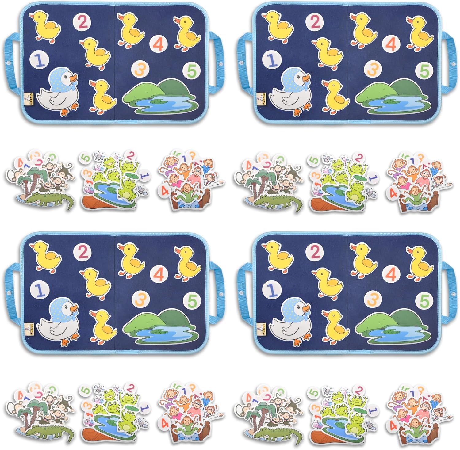 CHEFAN Felt-Board for Toddler, Flannel Board Stories for Preschool Activities, 4 Sets Felt Storytelling Board, Five Little Monkeys, Five Speckled Frogs, Felt Pieces(4PACKS)