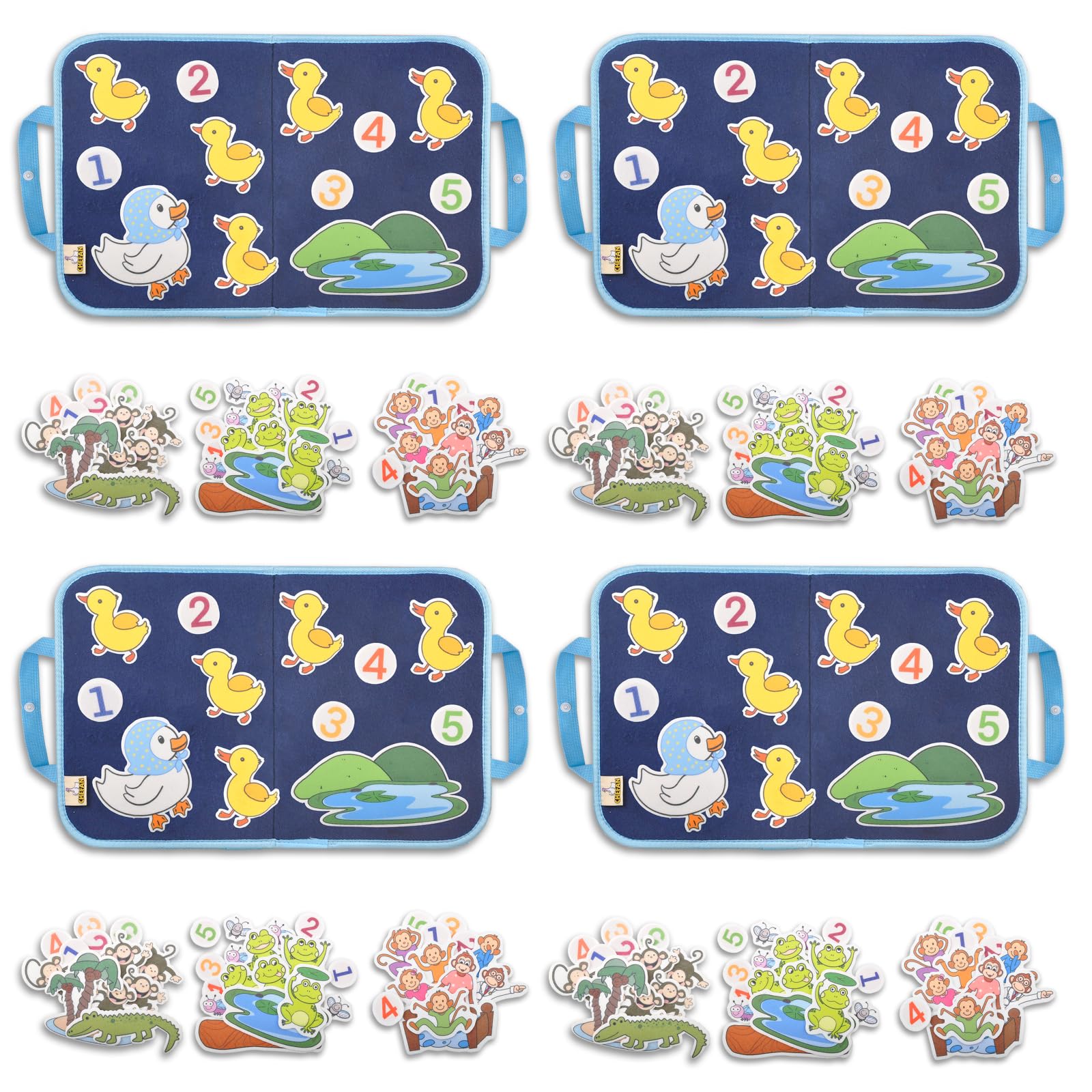 CHEFAN Felt-Board for Toddler, Flannel Board Stories for Preschool Activities, 4 Sets Felt Storytelling Board, Five Little Monkeys, Five Speckled Frogs, Felt Pieces(4PACKS)