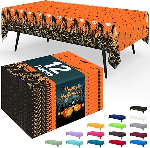 Miniatura 38 de Smiry - Juego de 6 manteles desechables, manteles rectangulares impermeables de 54 x 108 pulgadas para fiestas, mantel de plástico decorativo, a