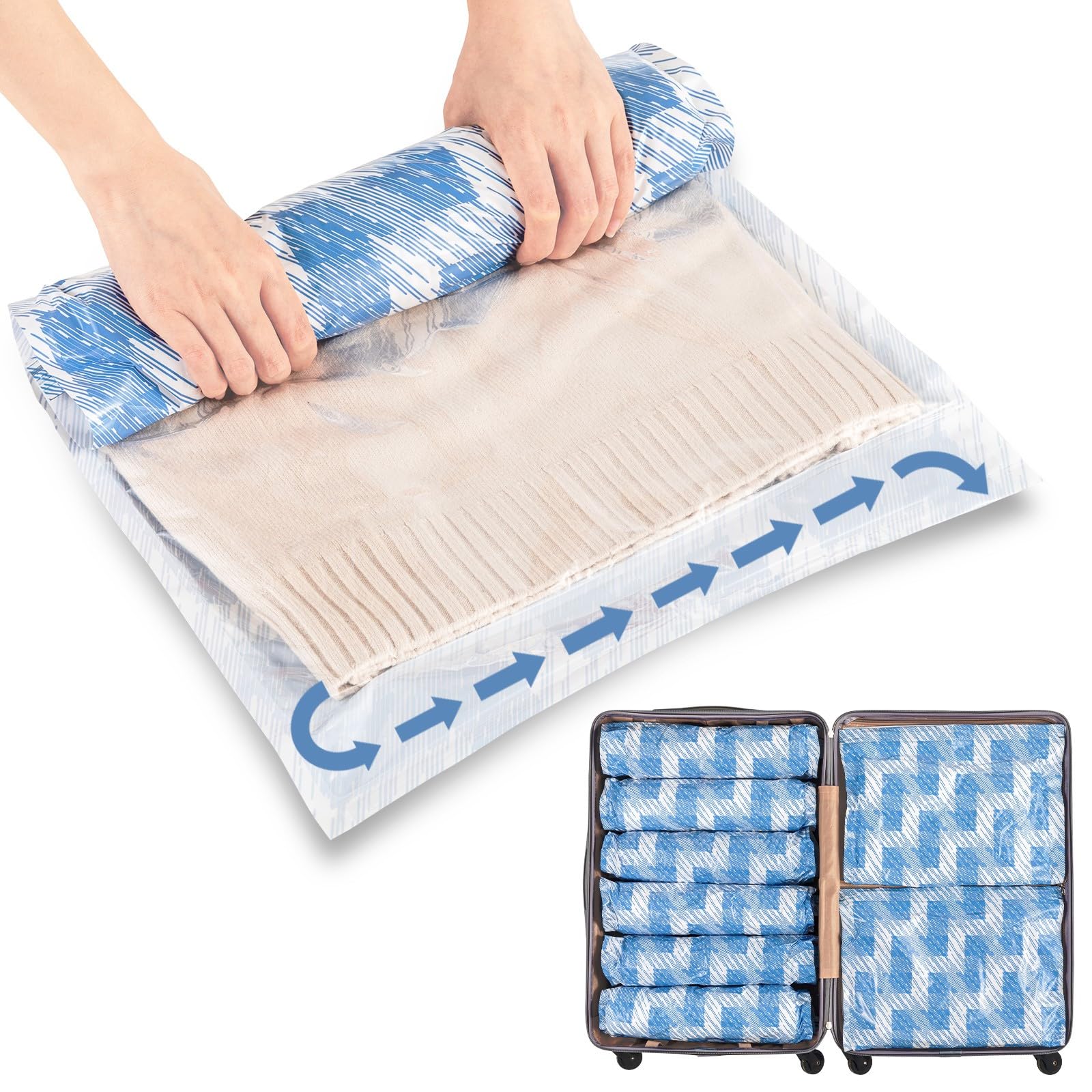 TAILI Small Vacuum Bags for Clothes Travel 10 Pack Vacuum Storage Bags 40 X 60 CM Reusable Saves 80% of Storage Space Saver for Clothes Bedding