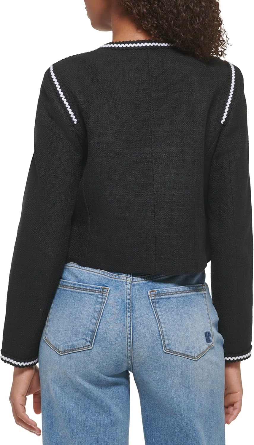 KARL LAGERFELD womens Tweed Long Sleeve Everyday Fashion Sport Jacket - Image 3