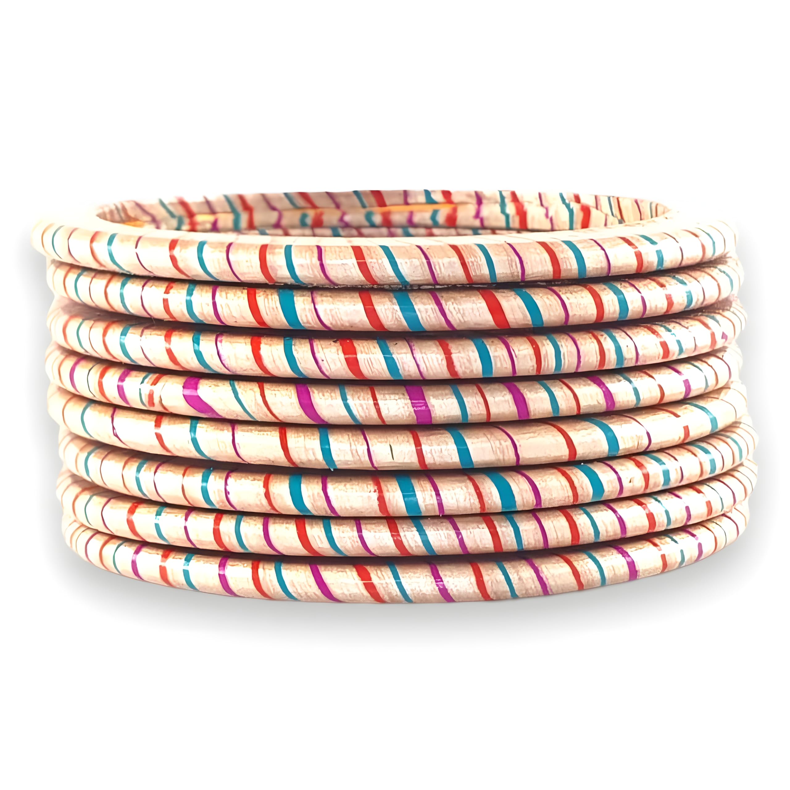 Traditional Rajasthani Lac Bangles Set, Handmade, Lahariya, Jaipuri Lakh Chudi, Red, Green, Marron, Yellow, Purple, Pink, Cream, Blue, Orange, Set of 8-image-30